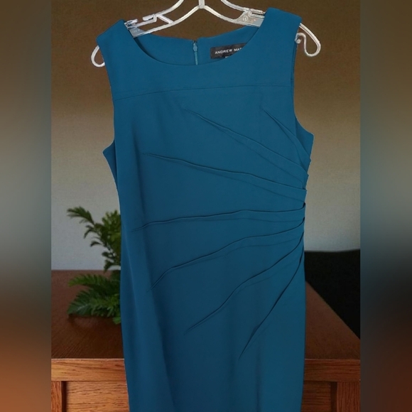Andrew Marc Sleeveless Ruched Sheath DressColor: Cypress, Size: 14 (EUC) - Picture 12 of 16